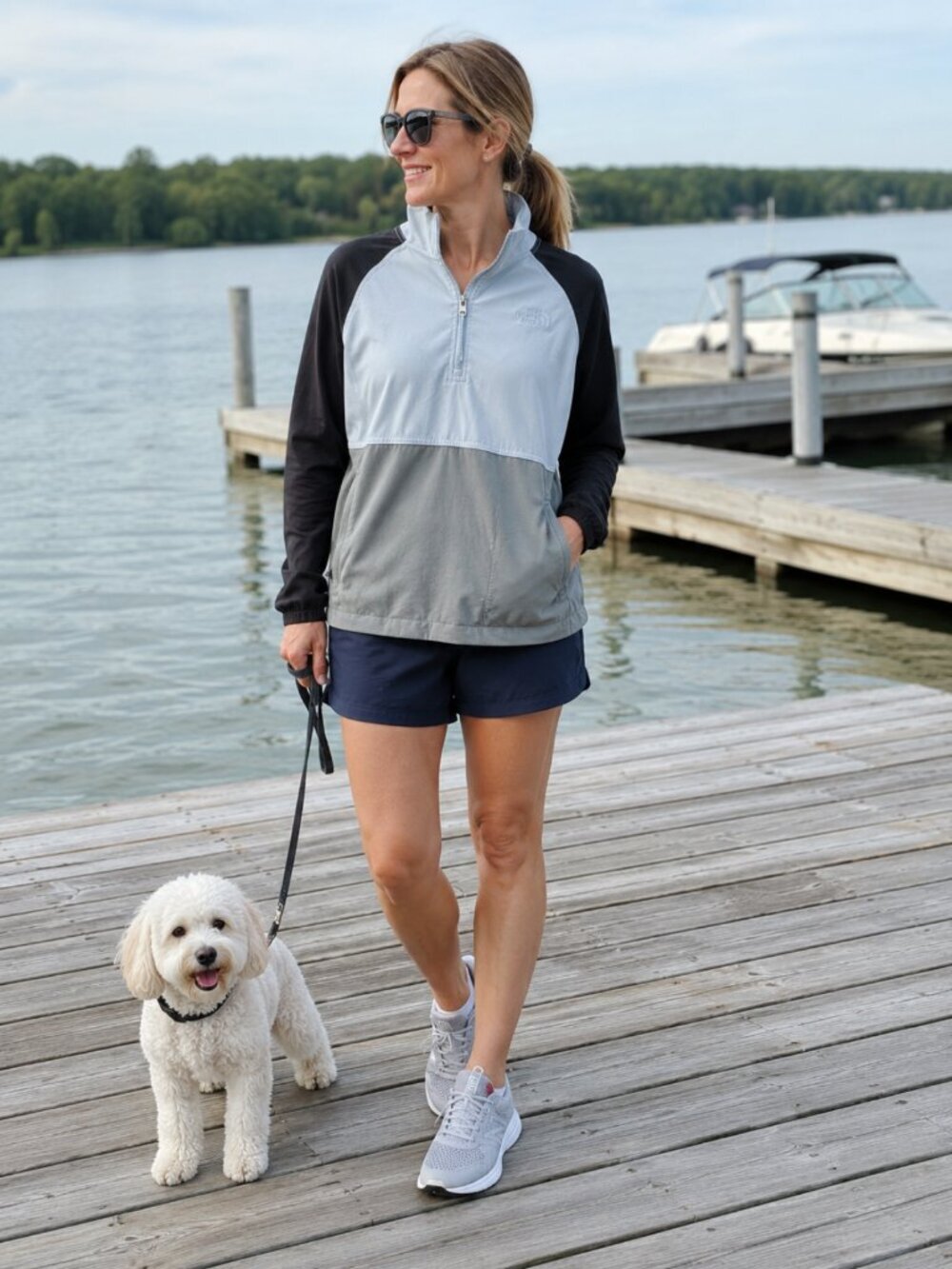 The North Face Women's Quarter Zip Windbreaker Jacket Light Blue Gray Navy Small